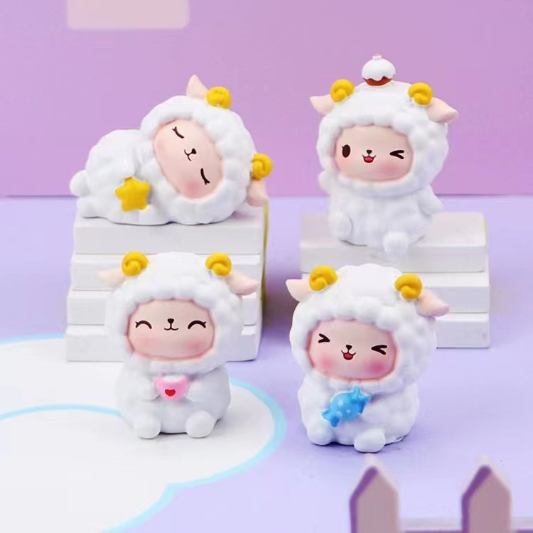 Ornamen Miniatur Domba Sheep Lucu Untuk Dekorasi Pajangan Kecil Pajangan Mobil