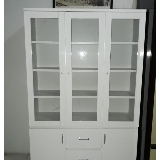 Retrorent Lemari Buku 3 Pintu / Lemari Hias 3 Pintu Kaca Lemari Cabinet - Lhg Rakana 3P