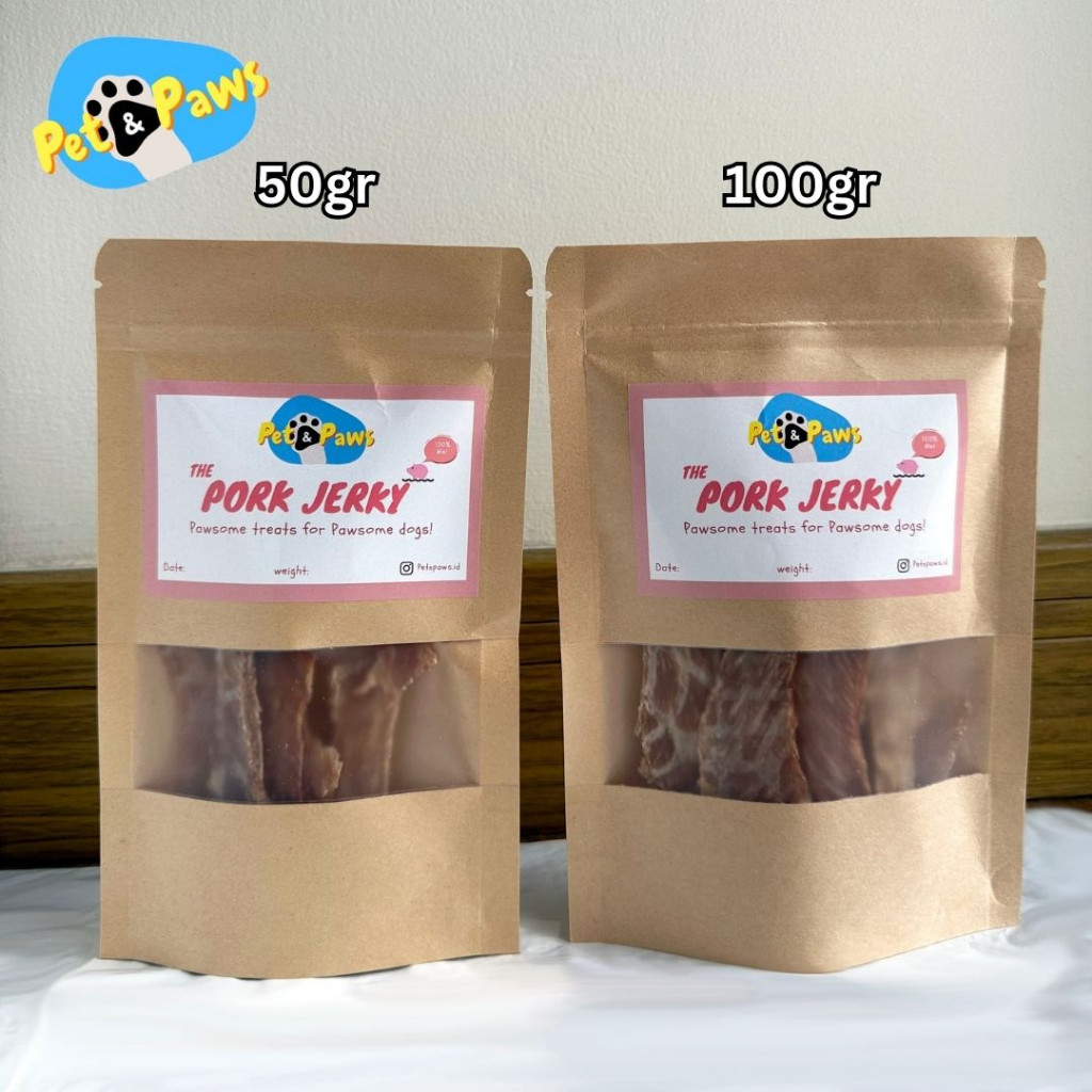 

Mamam_Asoy Petnpaws Pork Jerky Snack (100 Gr) Dog Snack Dehydrated Pork Jerky Dog Snack Snack Anjing