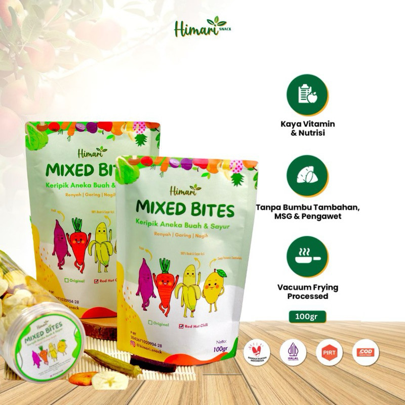 

Mamam_Asoy Himari Mixed Bited Keripik Buah Sayur Kering Mix Kemasan Pouch 100Gr