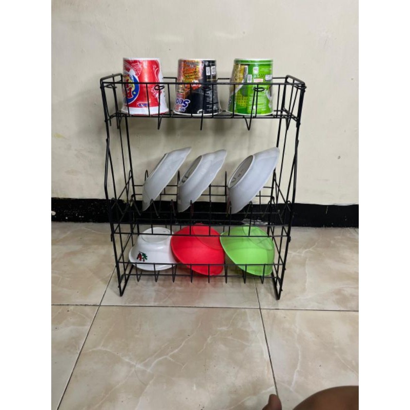 (Homelytouch Rpl 03 Hitam/Rak Piring Minimalis/Rak Dapur