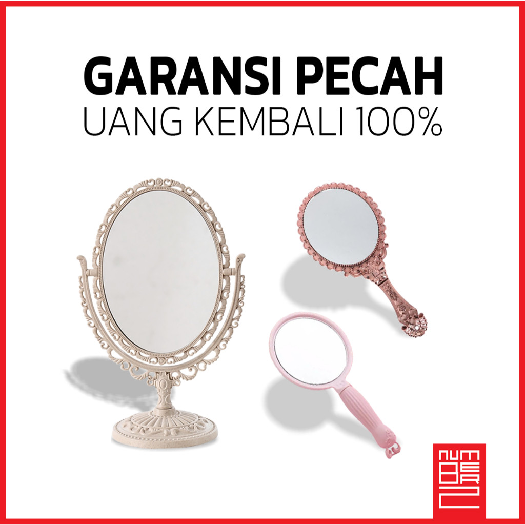 (Homelytouch Cermin Tangan Gagang Antik Vintage Love Ukir Jadul Rias Hias Aesthetic Astetik Unik