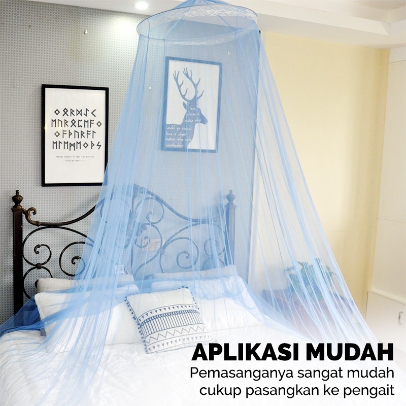 (Homelytouch Kelambu Tidur Gantung Jaring Bulat Jumbo Anti Nyamuk Ukuran 260X60Cm // C1 Luckyfortuna