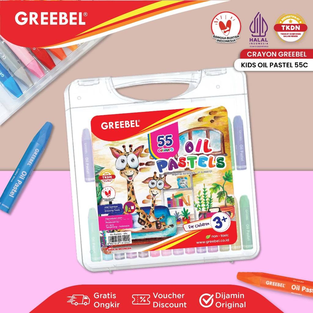 

GREEBEL Crayon Krayon 55 Warna / Kids Oil Pastel 55 / Crayon Greebel / Tas n Tulis