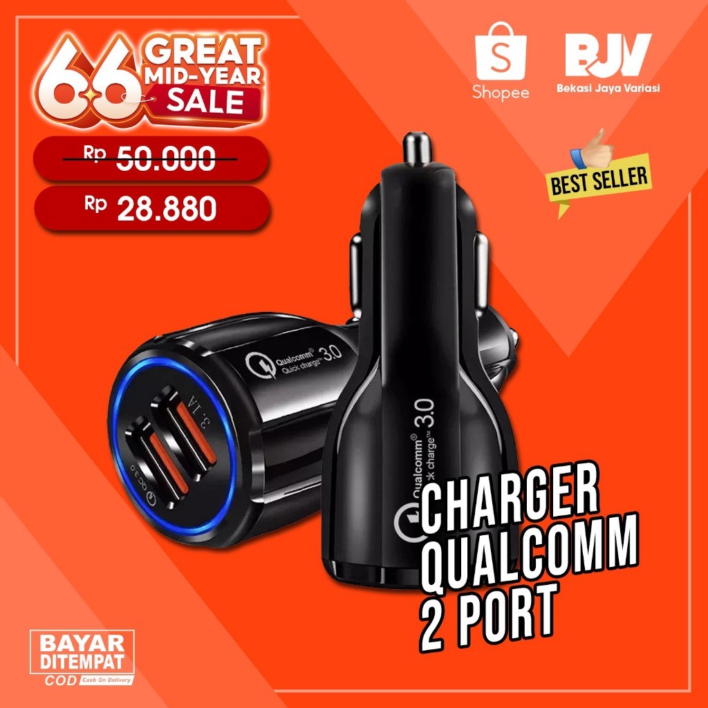 Car Charger QC3.0 Dual USB Fast Charging Qualcomm Quick Charger 12-24V