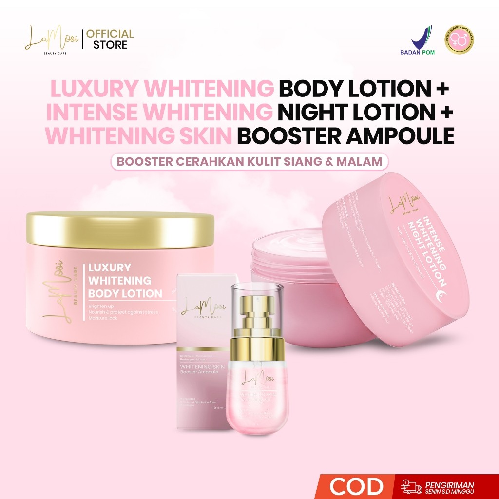 [LAMOOI] Luxury Whitening Body Lotion (HB Siang) + Intense Whitening Night Lotion (HB Malam) + Body