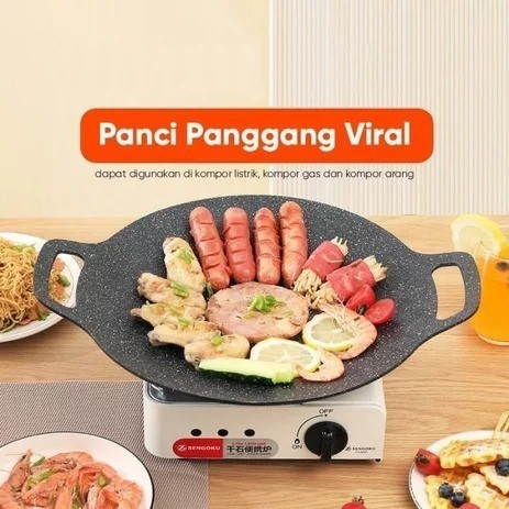 Grill Pan Anti Lengket Panggang Panggangan Ikan Bakar Anti Lengket Wajan Anti Lengket Portable Wajan
