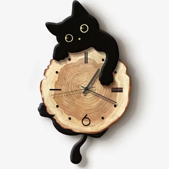 (pre order) jam dinding kucing ekor goyang