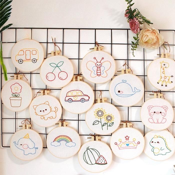 Embroidery Kit Colorfull Ed/Menyulam Kit Pemula/Menyulam Untum Pemula