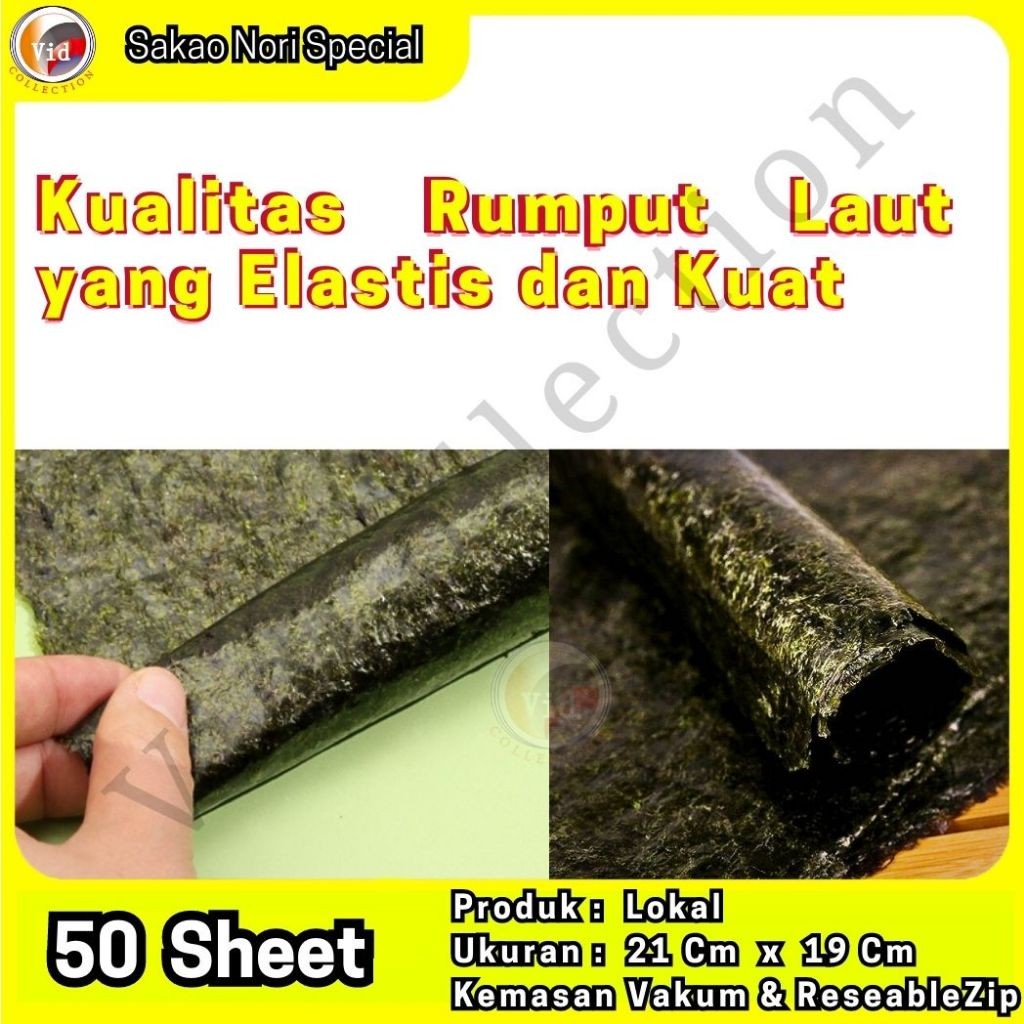 

Andrianbijaksana Sushi Nori Seaweed Rumput Laut Panggang 50 Lembar Java Manjun Tokinori Sakao Sushi