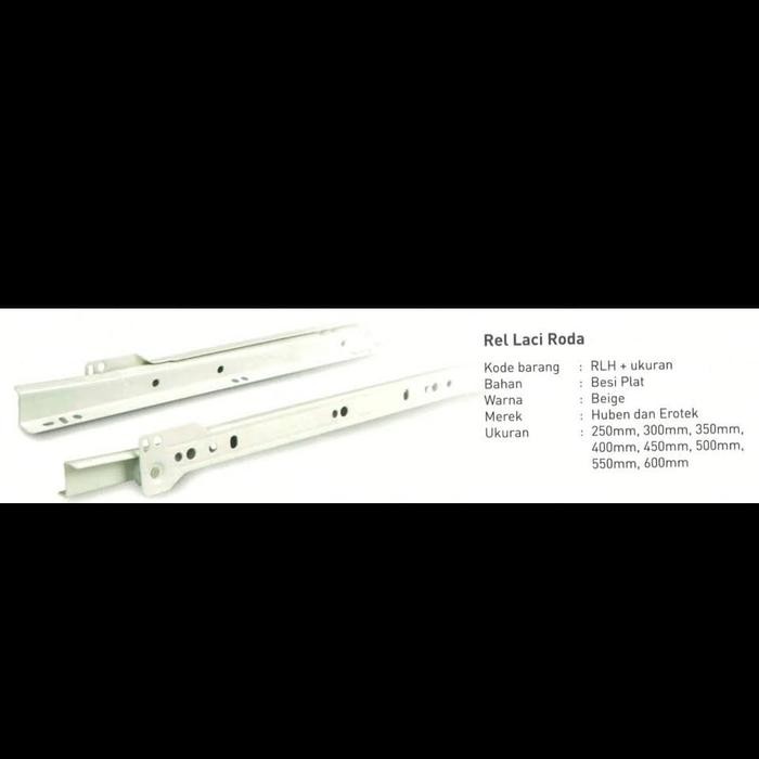 PREMIUM Rel Laci Huben 50 cm Roda Putih Sliding Besi Relling Track Lemari