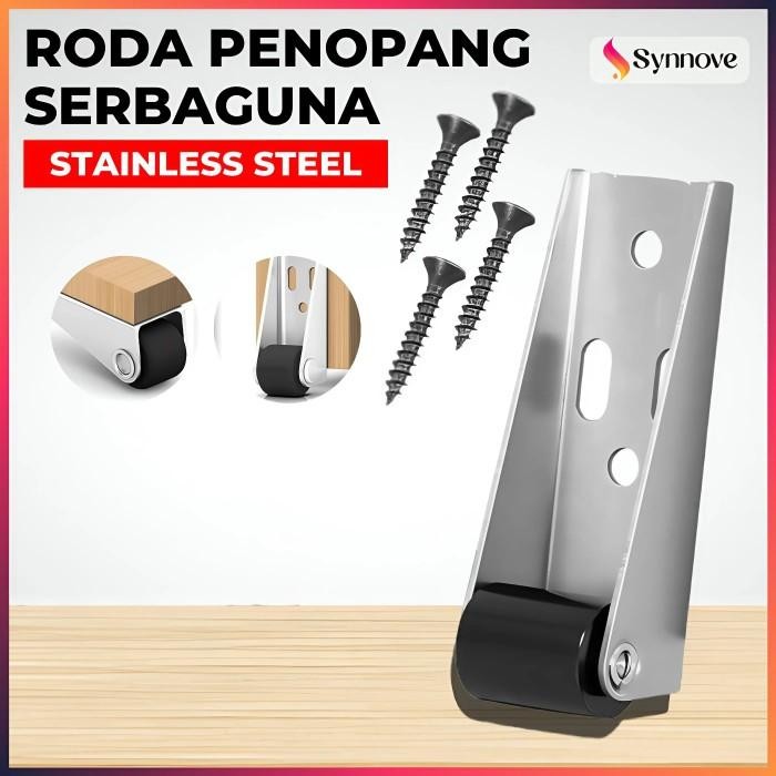 PREMIUM Roda Kaki Meja Door Seal Bawah Pintu Stainless Steel Roda Pintu Roda Geser Roda Rel Lemari