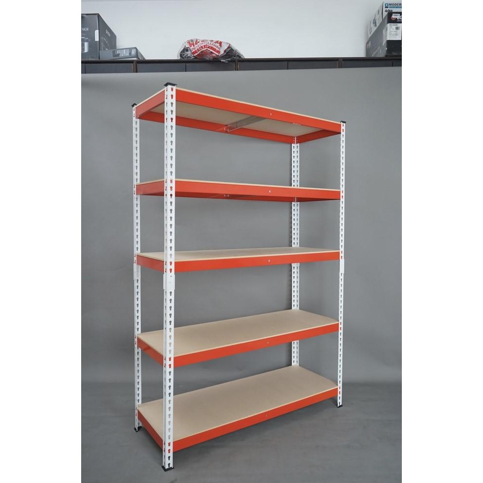 PREMIUM KRISBOW RAK BESI GUDANG SIKU LUBANG SERBAGUNA TIDAK PERLU BAUT HEAVY DUTY TIANG PUTIH -