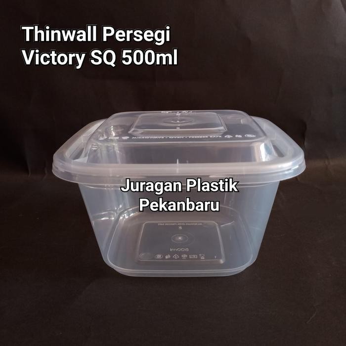 JTTOP" KOTAK PLASTIK THINWALL SQ-500 ISI 25PCS 500 ML PERSEGI DESSERT BOX THINWALL KOTAK PETAK 500ML