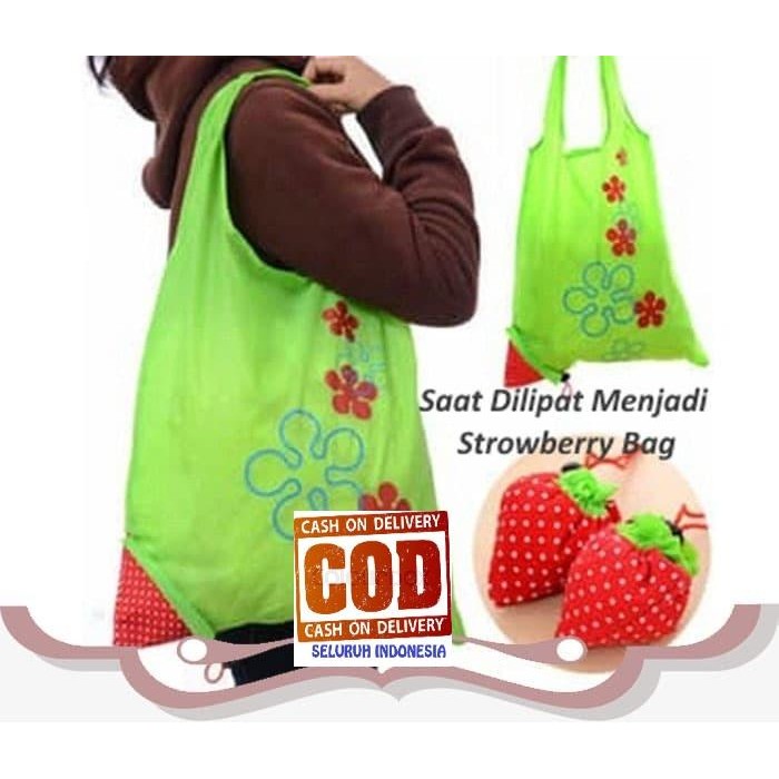 PREMIUM TAS BELANJA LIPAT STRAWBERRY TAS BELANJA LIPAT PRAKTIS TAS BELANJA