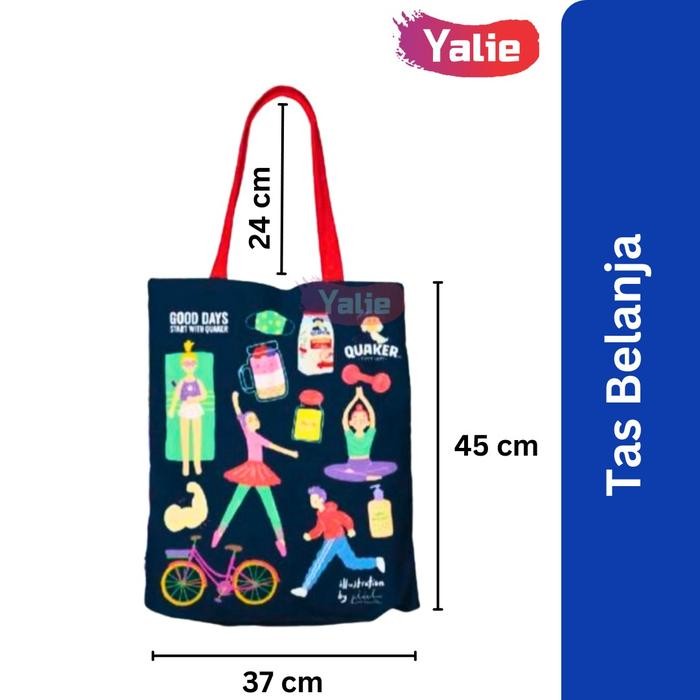 PREMIUM Tas Tote Bag Ideku Handmade x Quaker Souvenir Suvenir Tas Belanja Tas Pundak