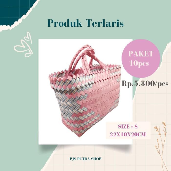 PREMIUM tas anyaman size S 22x10x20 Paket 10pcs /tas belanja/ hampers lebaran / muat sembako / muat