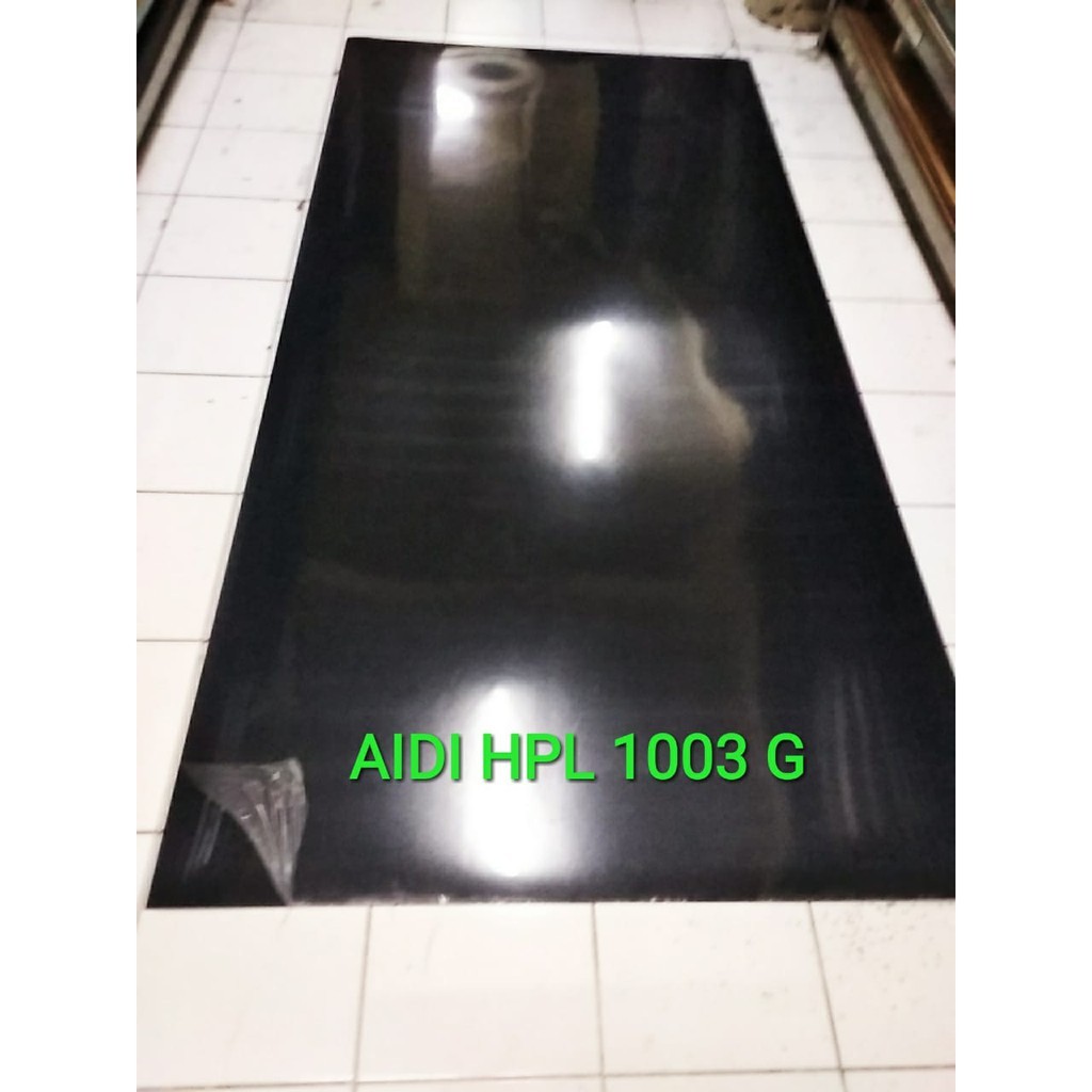 AH 1003G Black Glossy HPL Hitam Kilap Polos HPL Solid Glossy HPL Polos Kilap HPL Aidi 1003