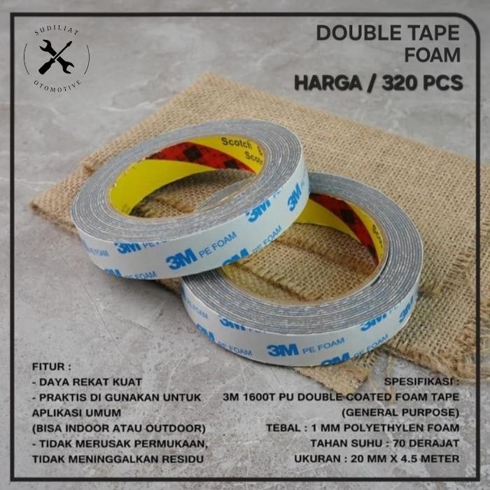 

DOUBLE TAPE 3M PE FOAM/ISOLASI/BB BUSA 20MM 4,5M HIGH QUALITY - 320 PCS