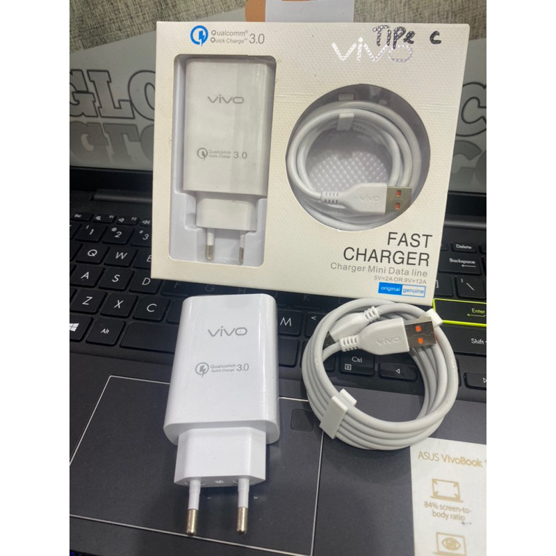 TRAVEL CHARGER VIVO FAST CHARGING 5V/9V PENGISIAN DAYA CEPAT BATOK ADAPTER CHARGER + KABEL