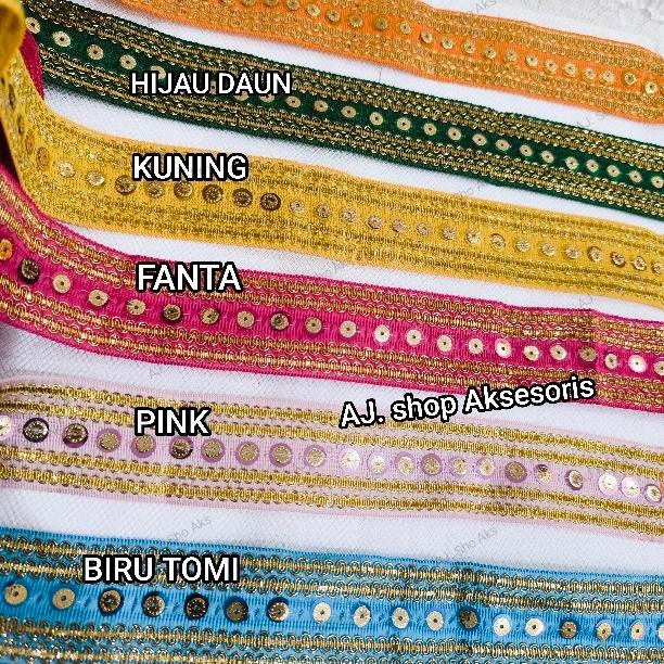 RENDA EMAS INDIA / RENDA BORDIR EMAS MOTIF TENGAH LEBAR 4 CM PERPACK