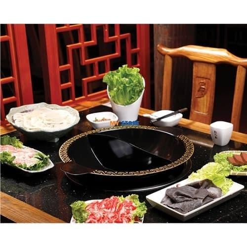 Panci Hotpot 2 Rasa Naga Shabu Shabu Steamboat Hitam Merah Emas Resto