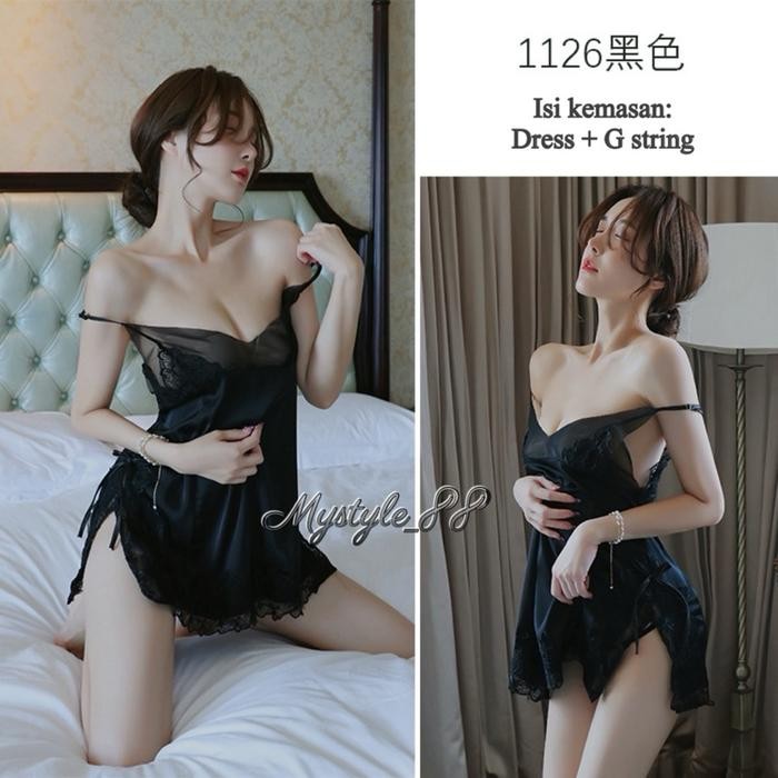 Dress Tidur Sexy Wanita Baju Dinas Malam Istri 1126 Satin Lingerie