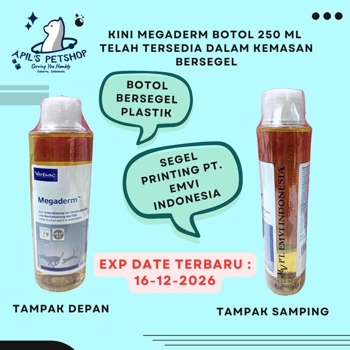 Virbac Megaderm Botol 250 Ml - Vitan Untuk Bulu Kucing Dan Anjing