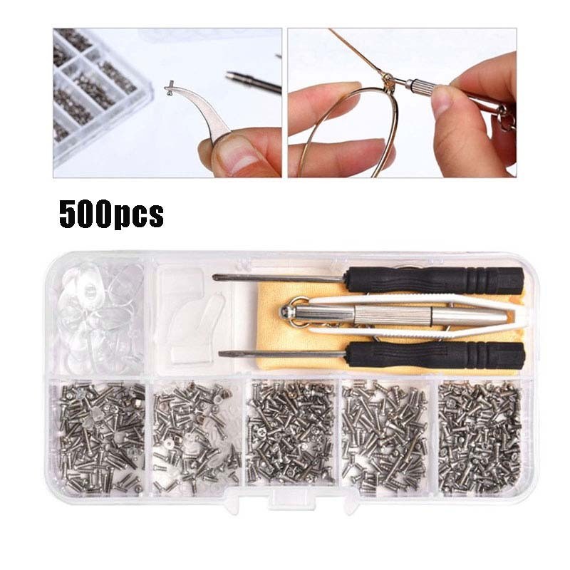 Set Reparasi Kacamata Baut Dan Nose Pad Lebih Praktis Repair Kit Perlengkapan Kacamata - Obeng Nose