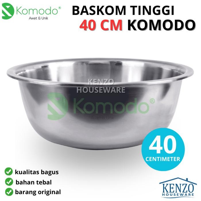 Baskom 30 36 40 Adonan Sayur Buah Stainless Wadah Mangkok Besar KOMODO