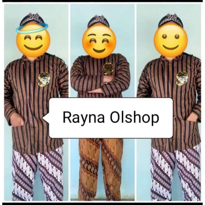 ASLI SURJAN LURIK+CELANA BATIK+BLANGKON, 1 SET LENGKAP BAJU PRIA AJAWA READY STOCK