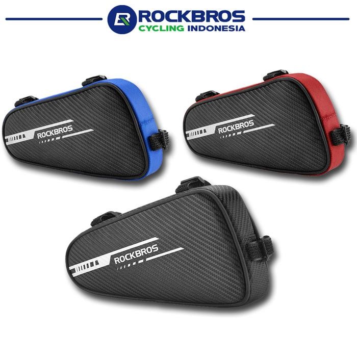 ORIGINAL ROCKBROS B75 Tas Fr Sepeda Triangle Bicycle Bag Reflective Bike Tube Bag 1.2L READY STOCK