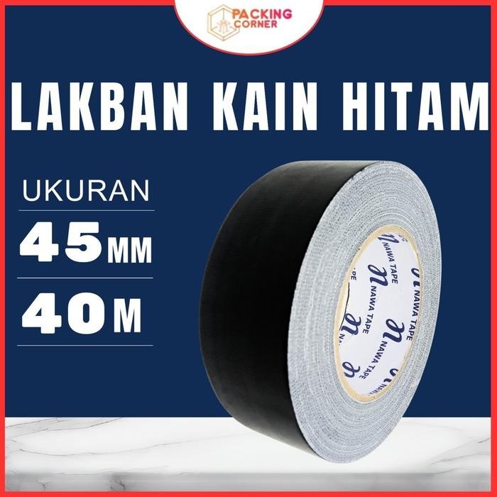 

Lakban Kain Cloth Tape Hitam 45MM 40 Meter 40M Lakban Linen Lantai Panggung Jilid Kertas Foto Copy