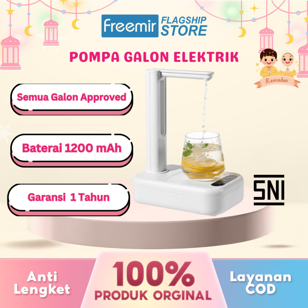 [Diskon Gajian] freemir Pompa Galon Pompa Air Galon Minum Lipat Elektrik 1200 mAh