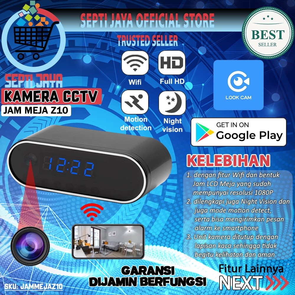 Z10 Kamera Spy WIFI Jam Meja Camera Mini Pengintai Tersembunyi Night Vision Motion Detection Mobile