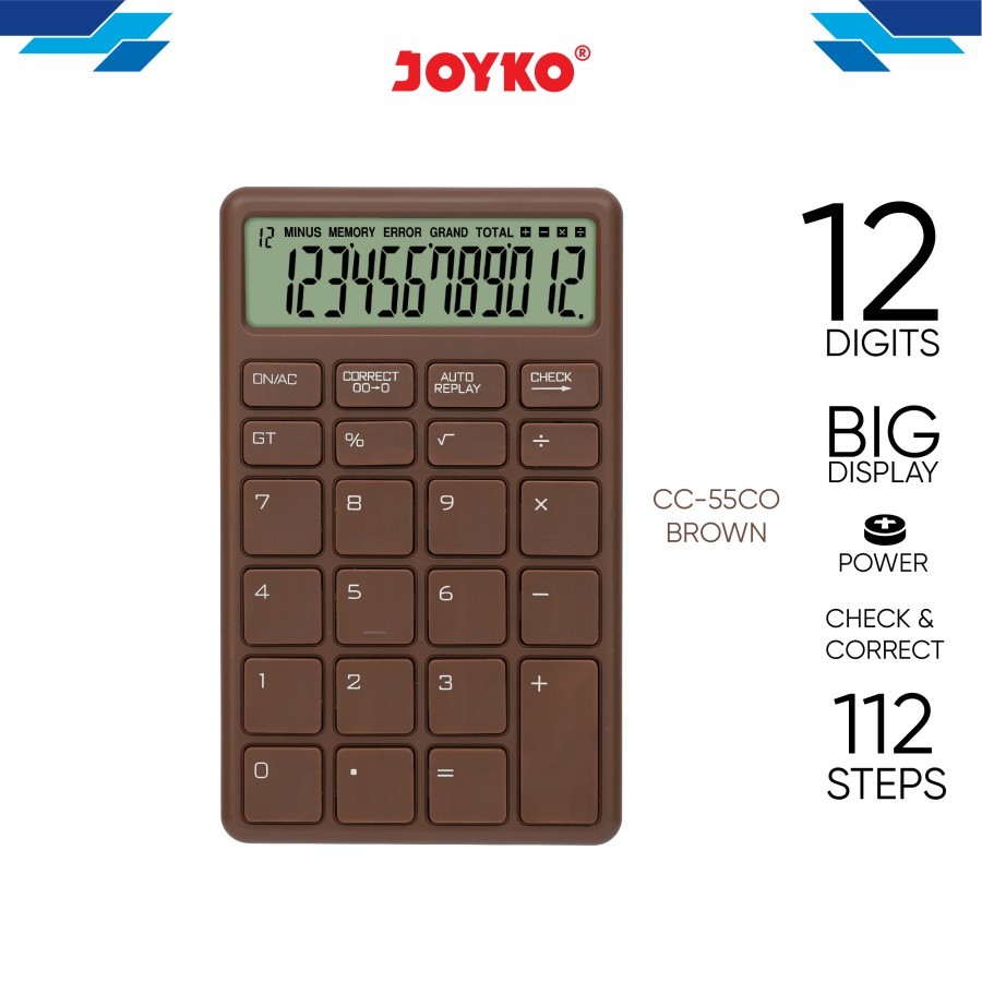 

Joyko Calculator CC-55CO / Kalkulator 12 Digits Check Correct Murah Berkualitas