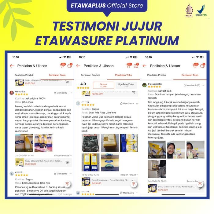 

BARANG TERLARIS Etawasure Susu Bubuk Kambing Etawa Platinum Untuk Asam Urat Nyeri Sendi dan Pegal