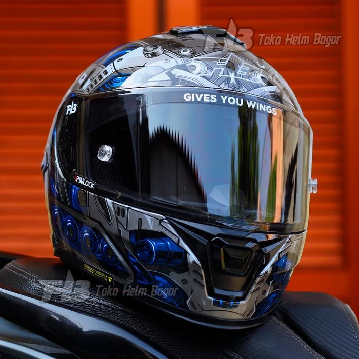 NHK HELM MARK-1 2V WOLF CYBER BLUE DOUBLE VISOR LIGHTSMOKE