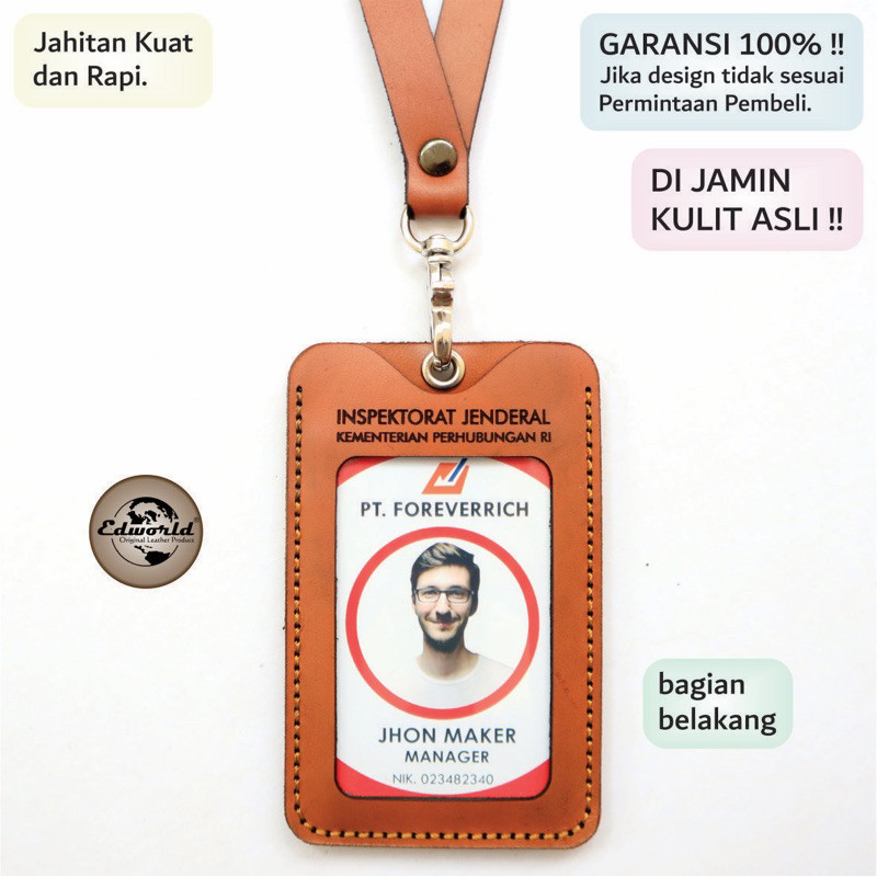 

Nametag Kulit Asli 2 Sisi Mika