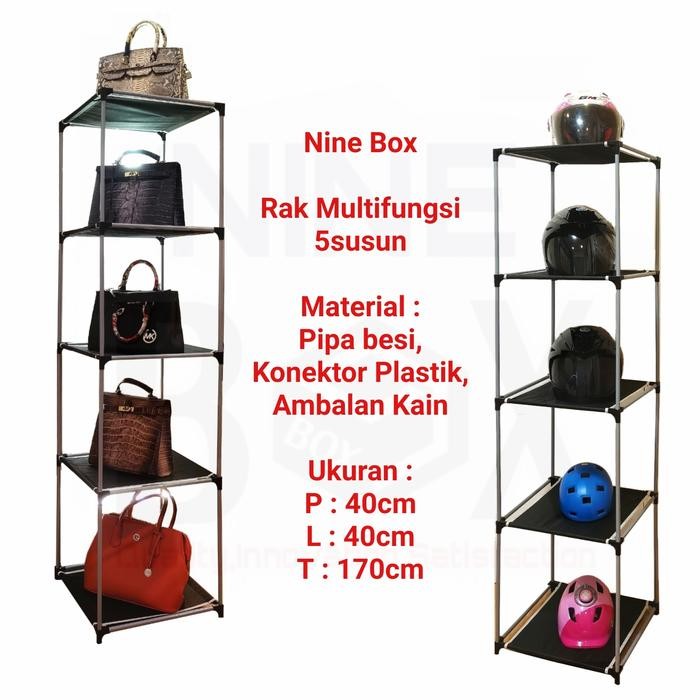 rak tas/tempat tas/rak helm/tempat helm/rak besi 5 susun nine box