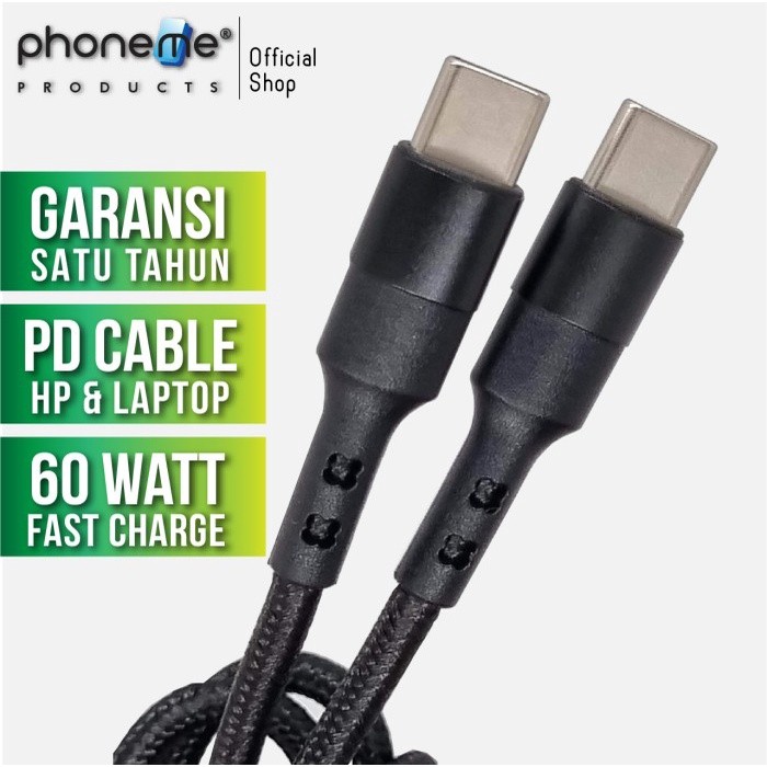 PhoneMe PD Cable Nylon Woven 60W 1m 2m Kabel Data Type C - C