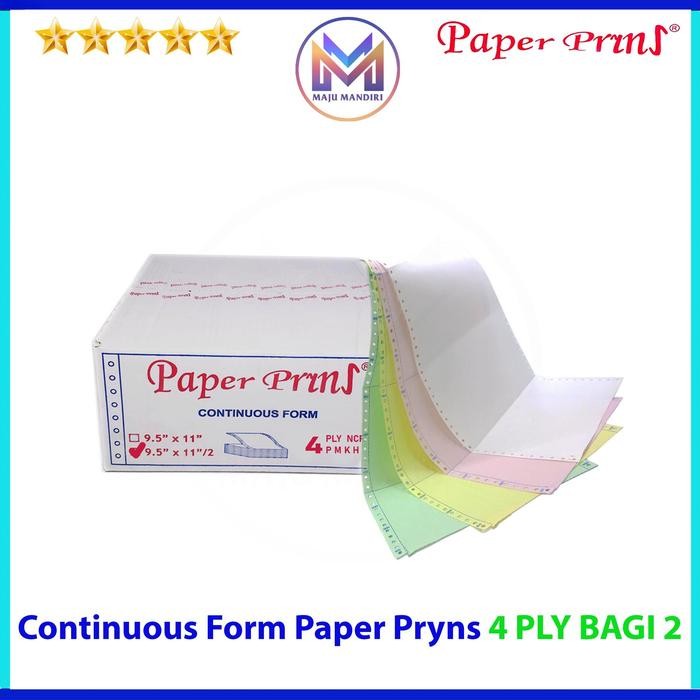 

Kertas Continuous Form 4 Ply Bagi 2 Paperpryns / Ukuran 9,5x11/2