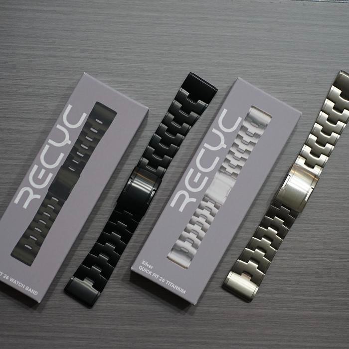 Recyc Quickfit 26Mm Titanium Band - Strap Rantai For Garmin Fenix 5X 6X 7X 8 51Mm, Epix Pro, Mk3I,