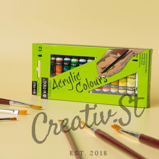 

V-TEC Acrylic 12 Warna Cat Akrilik Vtec Set Paint 6 Ml