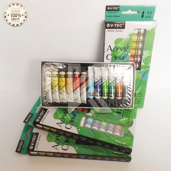 

Cat Akrilik Set 12 Warna / Cat Acrylic Colour 12 (6ml) / Water Colour