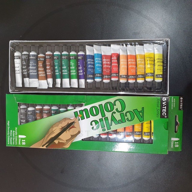 

V-TEC Acrylic 18 Warna Cat Akrilik Vtec Set Paint 6 Ml