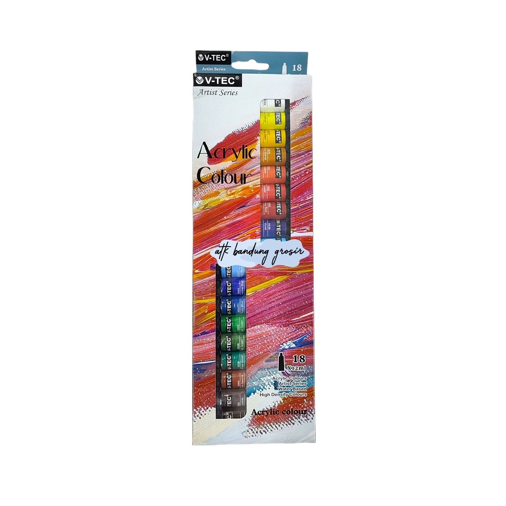 

Cat Akrilik V-TEC VT-818/A Acrylic Colours 18 Warna X 12 ML - Set