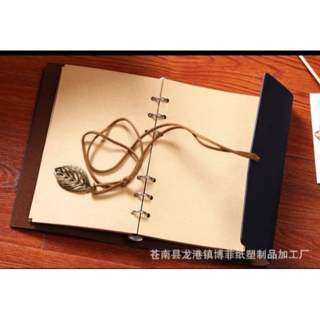 

Buku Note Jurnal Catatan Kerja Harian Cover Kulit Retro Book Diary Story Leaf A6