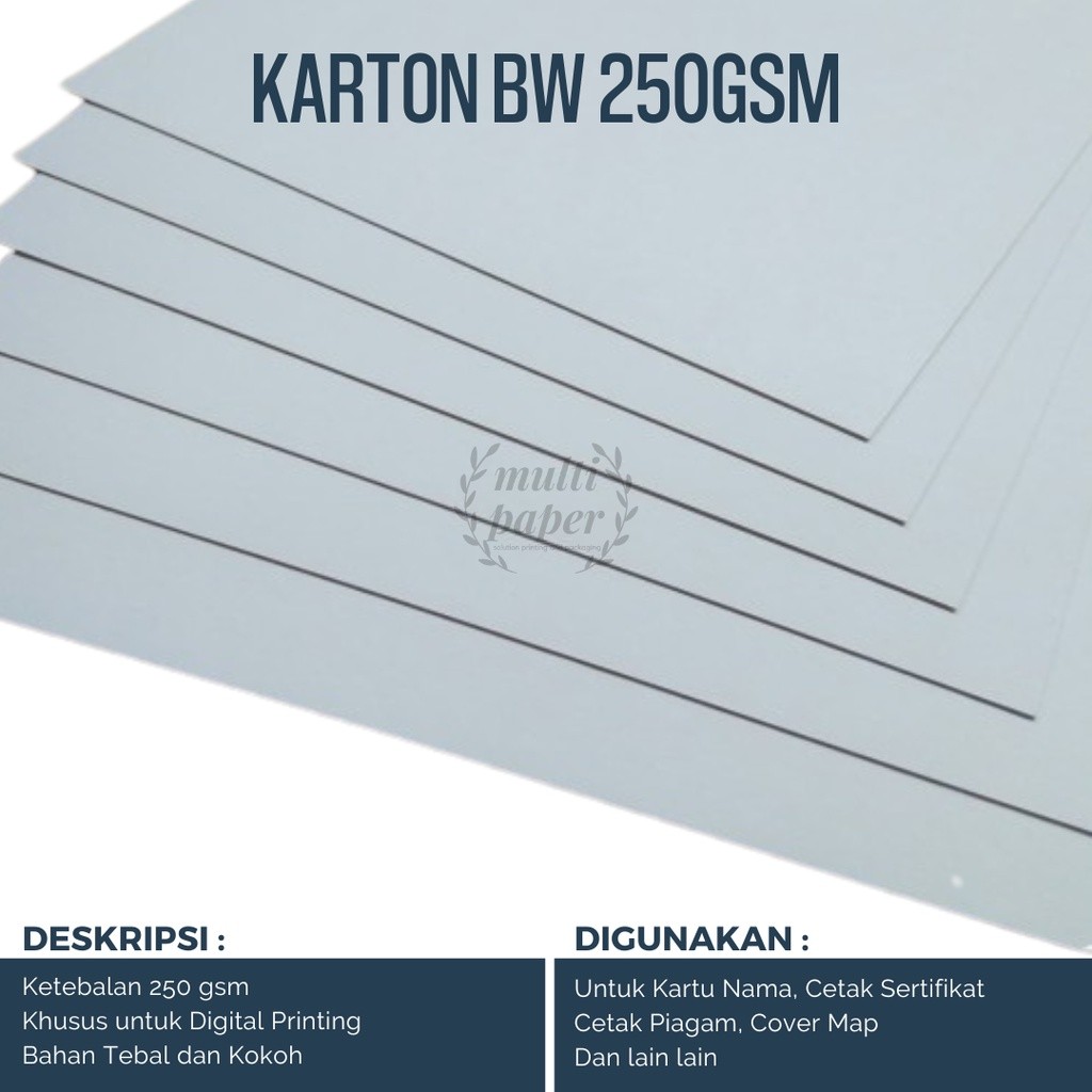 

Kertas BW 250gsm A4 isi 50 lembar / Kertas Karton BW