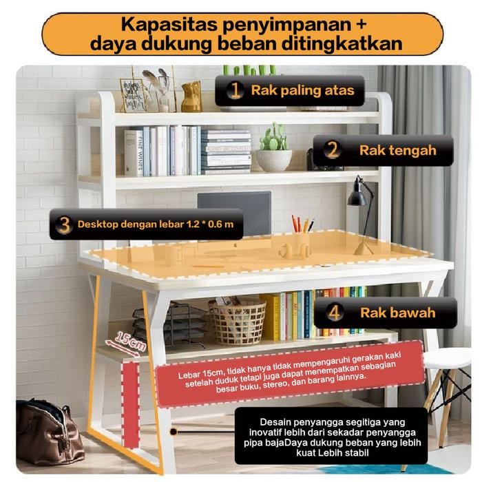 E-Tife Meja Belajar / Meja Belajar Dengan Rak / Meja Belajar Minimalis / Meja Belajar Kayu /Meja